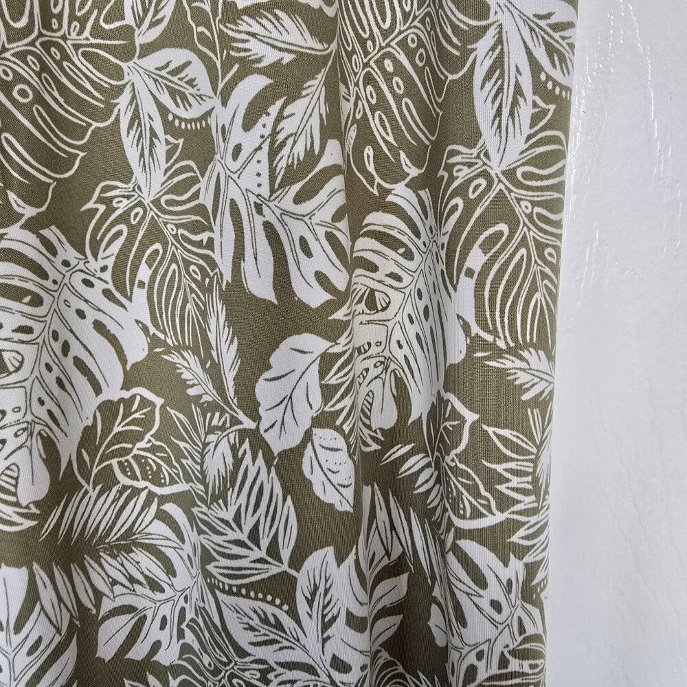 Robert Louis Palazzo Pull-On Stretch Pants Green/White Tropical Print Sz L NWOT - Picture 4 of 6